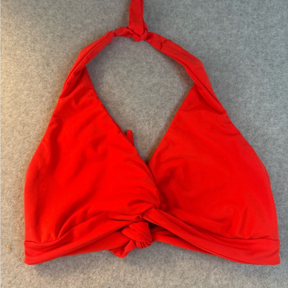 Red Twist-Front Halter Bikini Top by jets by Jessika Allen  UK16